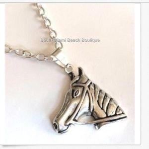 Silver Horse Necklace  21" Cowgirl Country Western